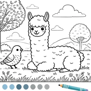 coloriage Alpaga pour enfant de à imprimer