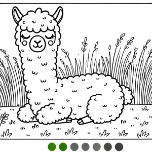 coloriage Alpaga a imprimer pour enfant de 4 ans