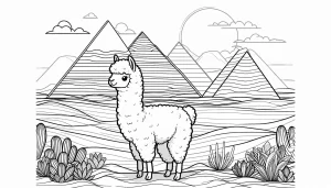 coloriage Alpaga a imprimer pour enfant de 4 ans