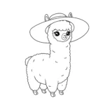 coloriage Alpaga avec un chapeau pour enfant de 5 ans