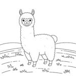 coloriage Alpaga dans un champ pour primaire
