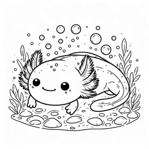 coloriage Axolotl a imprimer pour enfant de 4 ans