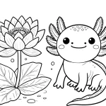 coloriage Axolotl à imprimer pour enfant de 4 ans