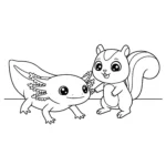 coloriage Axolotl avec un ami et dessin a imprimer