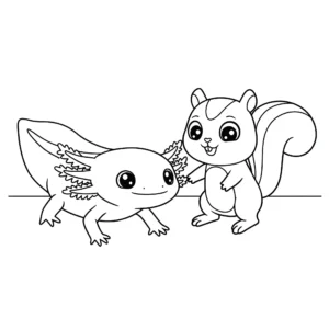 coloriage Axolotl avec un ami et dessin a imprimer