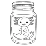coloriage Axolotl dans un bocal pour enfant gratuit