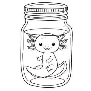 coloriage Axolotl dans un bocal pour enfant gratuit