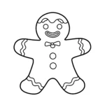 coloriage Bonhomme en pain d’épice avec des décorations simples pour enfant à imprimer