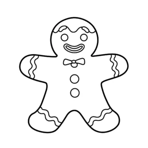 coloriage Bonhomme en pain d’épice avec des décorations simples pour enfant à imprimer