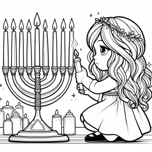 coloriage Hanukkah pour enfant de 6 ans