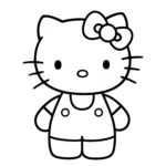 coloriage Hello Kitty avec un nœud simple à imprimer gratuitement