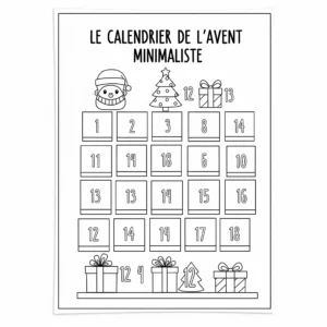a imprimer coloriage Le Calendrier de l’Avent Minimaliste gratuit