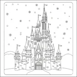 coloriage Le Château de Cendrillon enneigé a dessiner et imprimer