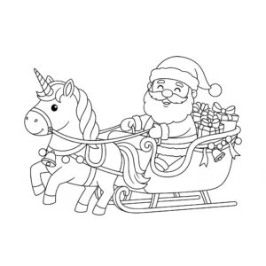 coloriage Le Traîneau de la Licorne du Père Noël à imprimer pour enfant de 2 ans