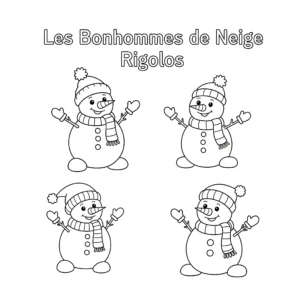 coloriage Les Bonhommes de Neige Rigolos a dessiner et imprimer