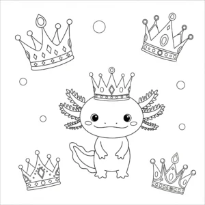 coloriage Les Couronnes Magiques de la Reine Axolotl à imprimer pdf gratuit