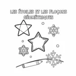 coloriage Les Étoiles et les Flocons Géométriques pour enfants a imprimer