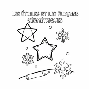 coloriage Les Étoiles et les Flocons Géométriques pour enfants a imprimer