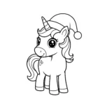 coloriage Licorne avec un chapeau de Noël en ligne