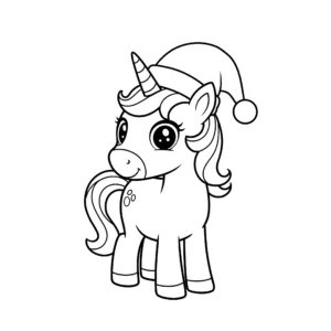 coloriage Licorne avec un chapeau de Noël en ligne
