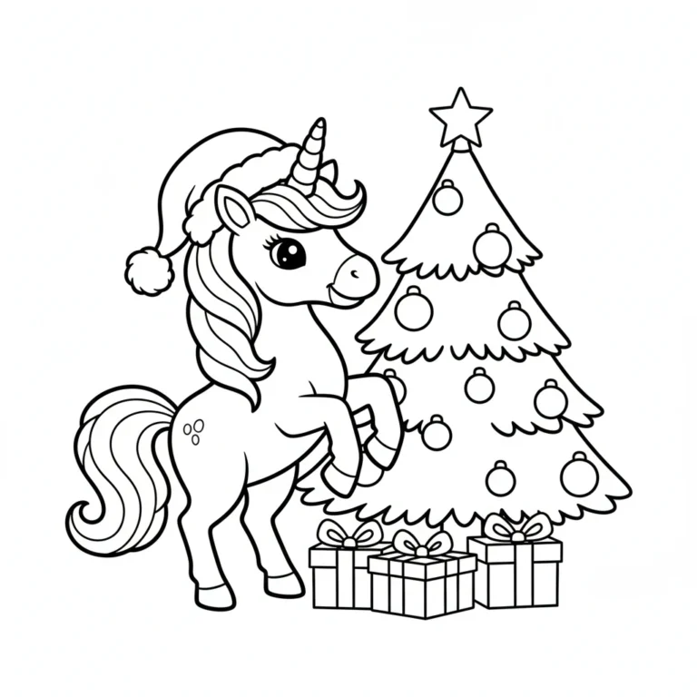 Tranh tô màu Licorne de Noël