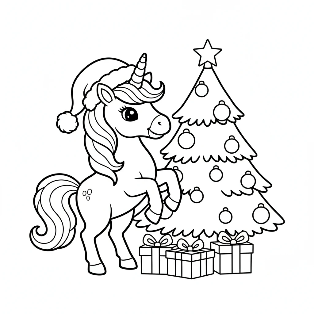 Tranh tô màu Licorne de Noël