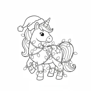 coloriage Licorne de Noël en ligne