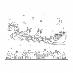 coloriage Licorne de Noël et dessins
