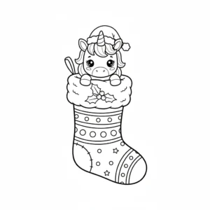 coloriage Licorne de Noël de pour enfants