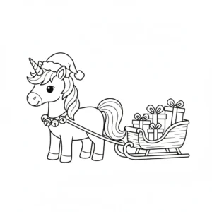 coloriage Licorne de Noël pour enfant de 5 ans