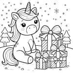 coloriage Licorne de Noël a imprimer gratuit