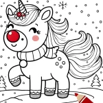 coloriage Licorne de Noël pour enfant de à imprimer