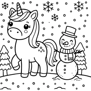 coloriage Licorne de Noël a dessiner et imprimer