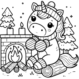 coloriage Licorne de Noël pour enfant de 6 ans