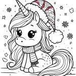 coloriage Licorne de Noël pour enfant de 3 ans