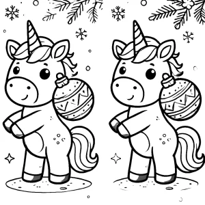 coloriage Licorne de Noël pour enfant de 3 ans
