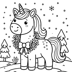 coloriage Licorne de Noël en ligne