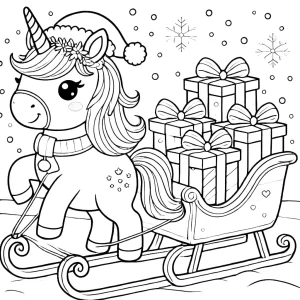 coloriage Licorne de Noël a telecharger