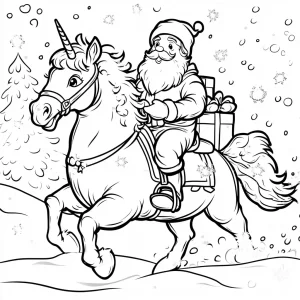 coloriage Licorne de Noël et dessins