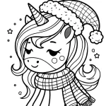 coloriage Licorne de Noël pour enfants a imprimer gratuit