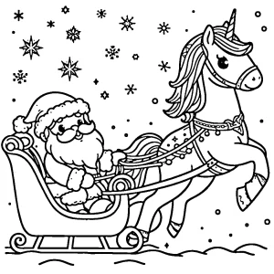 coloriage Licorne de Noël a telecharger