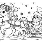 coloriage Licorne de Noël à imprimer pour enfant de 10 ans