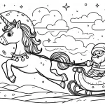 coloriage Licorne de Noël pour enfant à imprimer