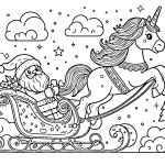 coloriage Licorne de Noël pour enfant de à imprimer