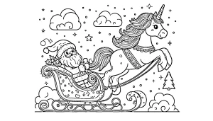 coloriage Licorne de Noël pour enfant de à imprimer