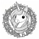 coloriage Licorne de Noël pour enfant de 6 ans