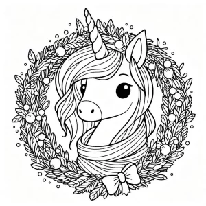 coloriage Licorne de Noël pour enfant de 6 ans