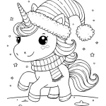 coloriage Licorne de Noël gratuit en ligne