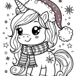 coloriage Licorne de Noël et dessins