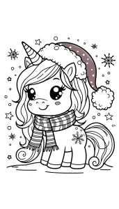 coloriage Licorne de Noël et dessins